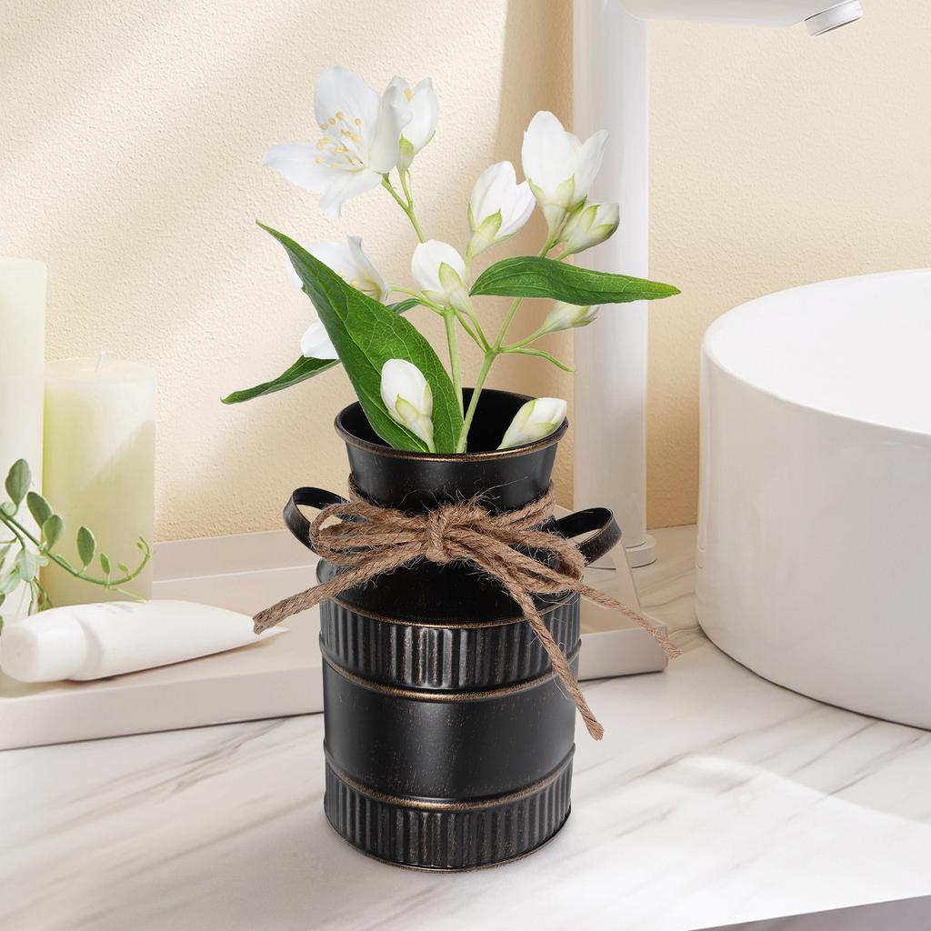 Vintage Iron Flower Bucket Tall Metal Flower Vase for Home Office Decor Rustic Style Arrangement Container Perfect Gift