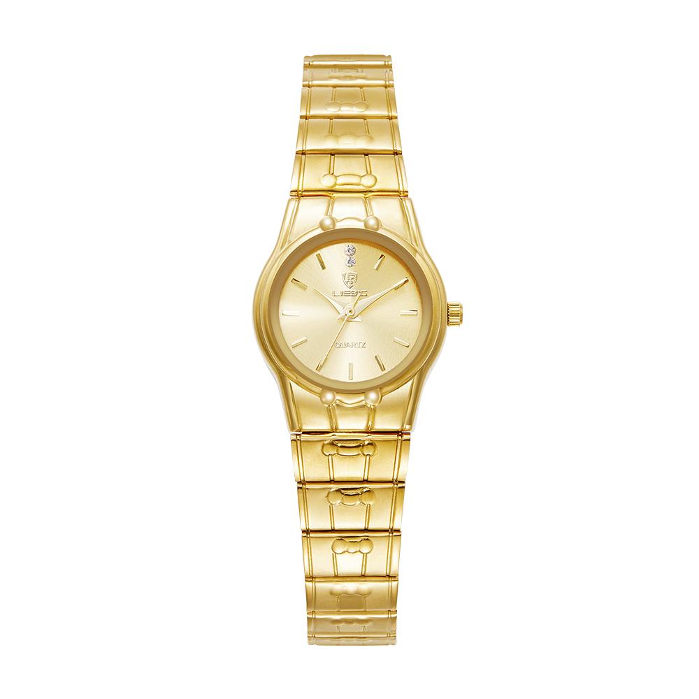 

LIEBIG L1023 Round Dial Analogue Quartz Wrist Watch Couple Watch with Stainless Steel Strap Gold Dial/Women