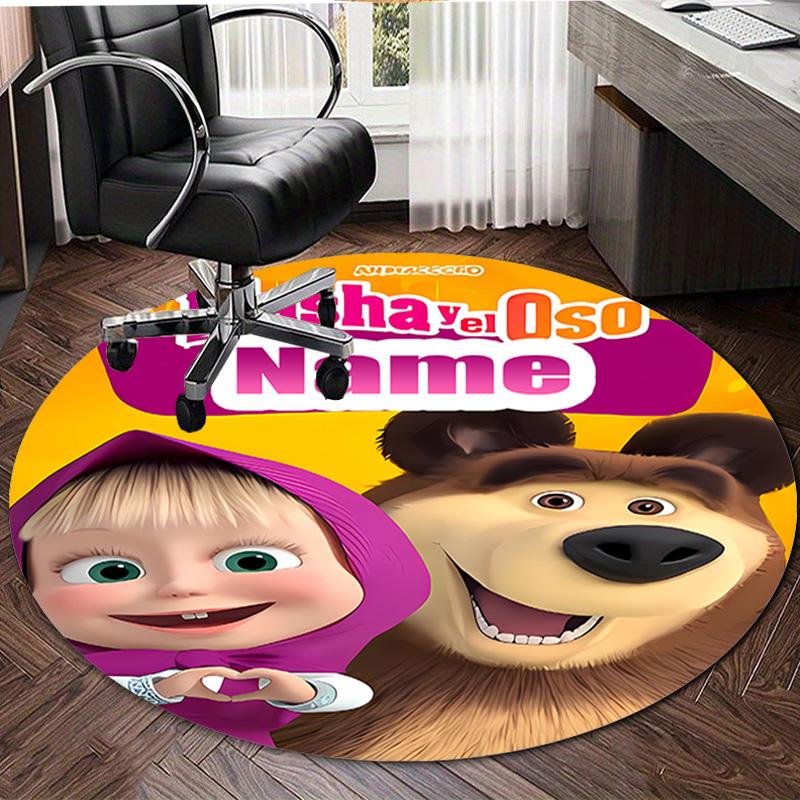 Personalized M-Masha and the Bear Round Chair Office Rug - Perfect for Mat, Office Chair & More - Ideal Gift for Birthdays and Holidays