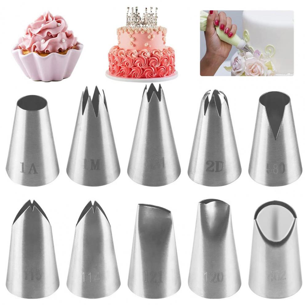 Cream Piping Nozzle Stainless Steel Cake Decorating Tip Professional Stainless Steel Piping Nozzles Set for Cakes Biscuits