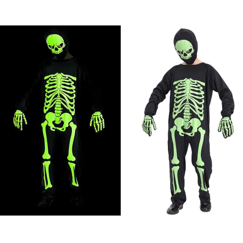 Kids Horror Luminous Skeleton Clothes Classic Halloween Cosplay Costumes Party