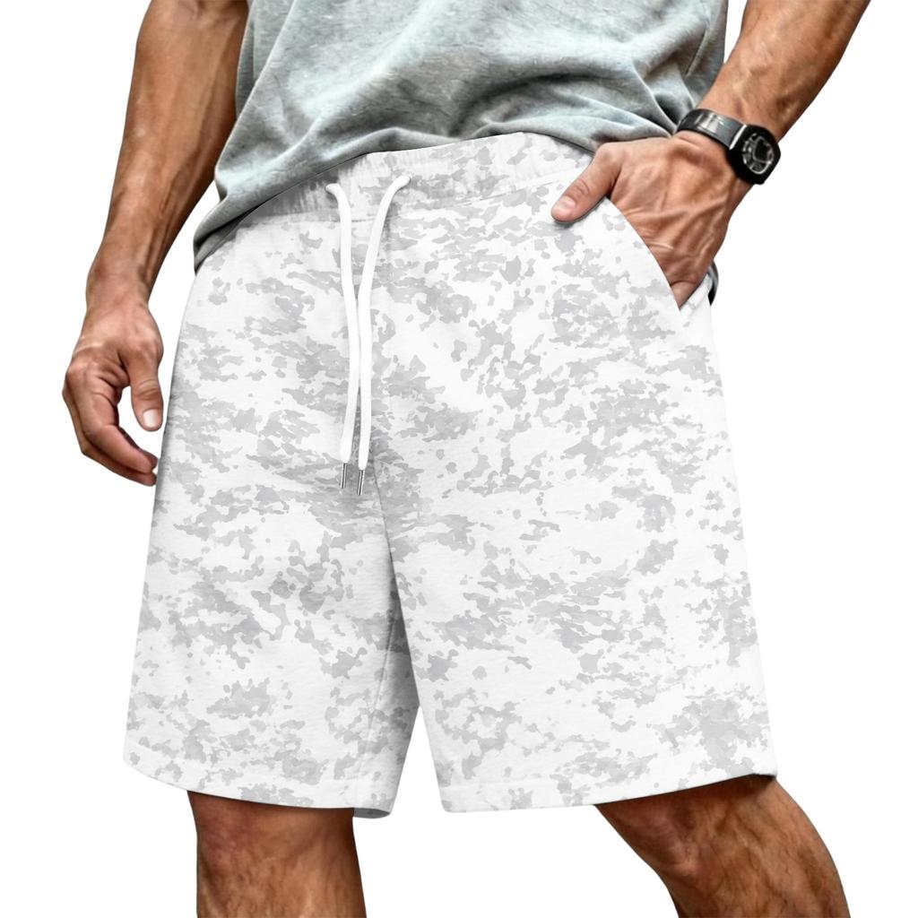 Herren Kordelzug Taille Lässige Sportshorts Entspannte Passform Atmungsaktives Gewebe Camouflage-Print Sportbekleidung für den täglichen Gebrauch