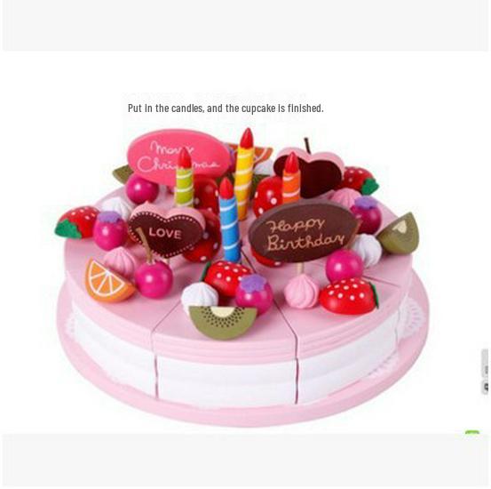 

Wooden Double-Layer Strawberry Cake Toy for Kids - Educational Role Play and Birthday Fun