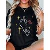 Trendy Abstract Line Geometric Printed Black Women's T-Shirt