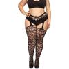 Freeauce Xl Elastic Plus Size Over Knee Thigh High Black Stocking For Oversized Women Lolita Girls Lace Socks Non-Slip Stockings