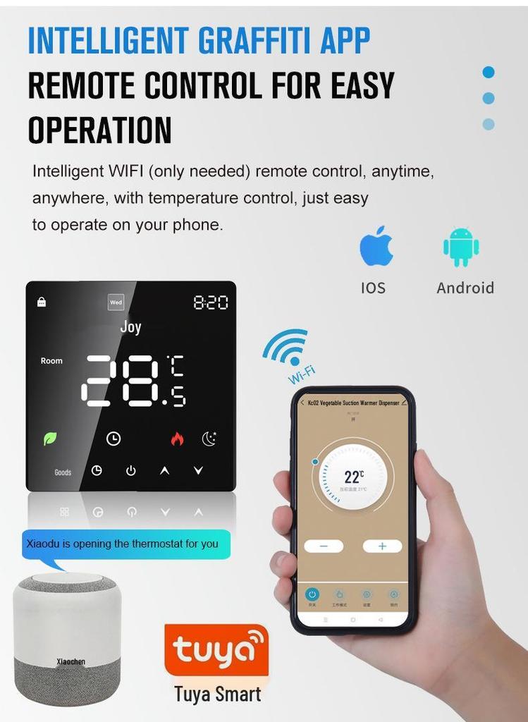 TUYA Russian Graffiti Smart Thermostat for Electric Water Heating Boiler with WIFI, App, and Voice Control for Underfloor Heating
