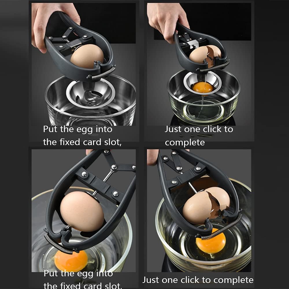 Egg Cracker,l Egg Opener, Automatic Egg Cracking Tool, Easy Eggshell CutterEggshell Cutter Egg Separator Creative Kitchen Tools (black)