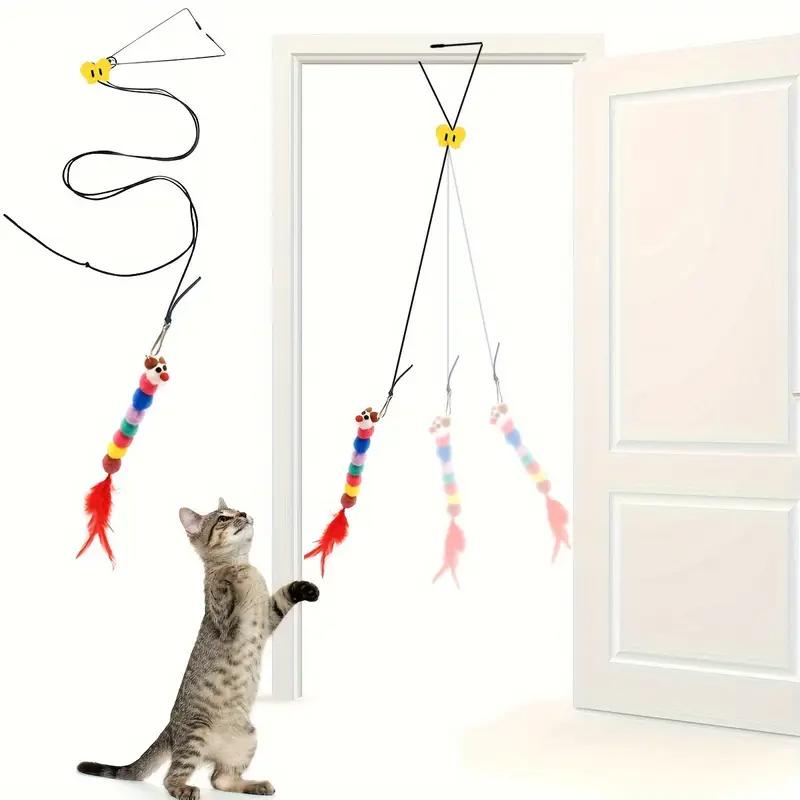 

Interactive Cat Teaser Toy Adjustable Hanging Door Swing with Colorful Worms Plush for Indoor Cats Interactive Kitten Play разноцветный