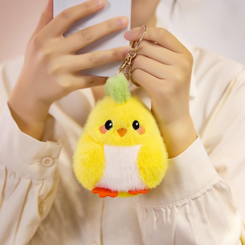 Pretty Cartoon Colorful Chick Plush Toys Cozy Fluffy Mini Chick Toys Funny Hanging Animal Doll Keychain Bags Decor Nice Gift