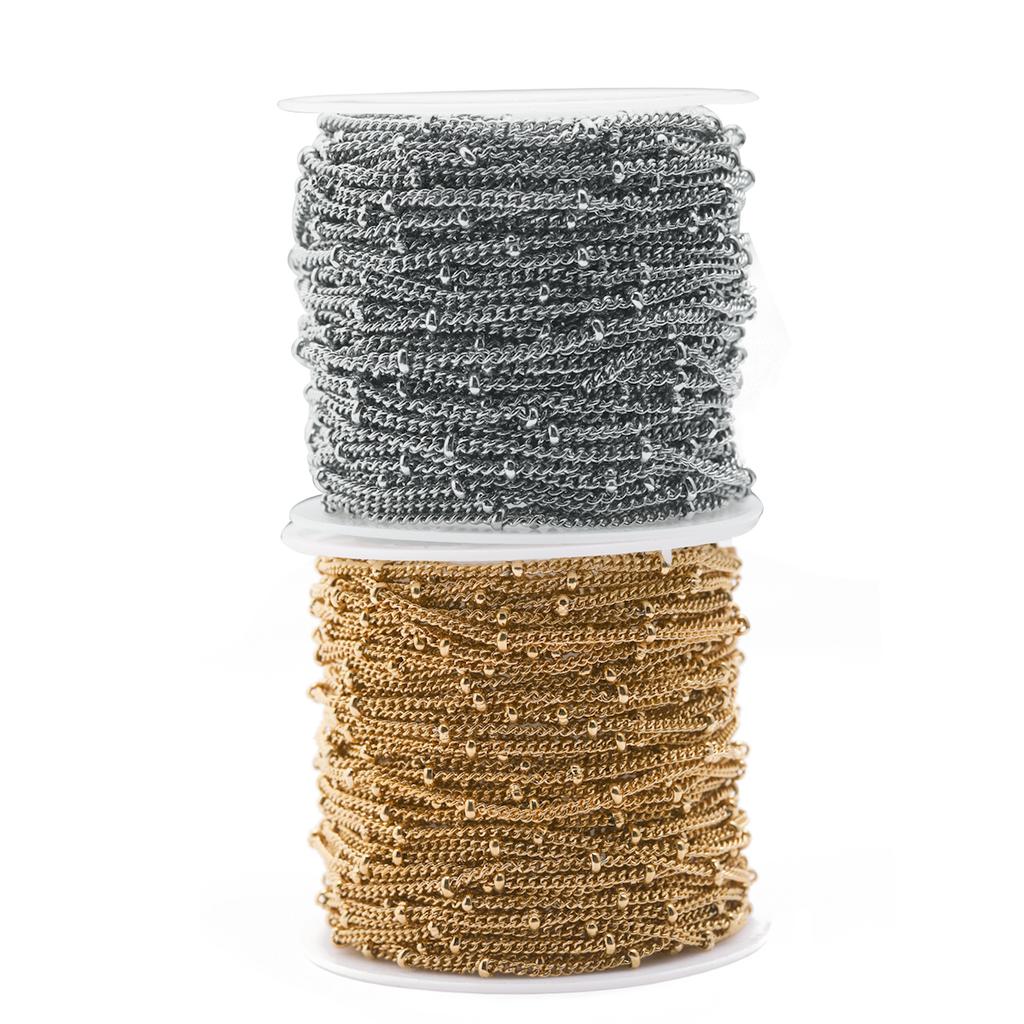 10 Yards/Rolle 2/3mm Edelstahlketten Perlenkette Kette Großhandelsketten Für Schmuckherstellung DIY Halskette Armband Zubehör
