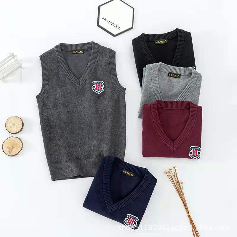 2025 Autumn Korean Kids' Knitted Sweater Vest - Girls & Boys College Style