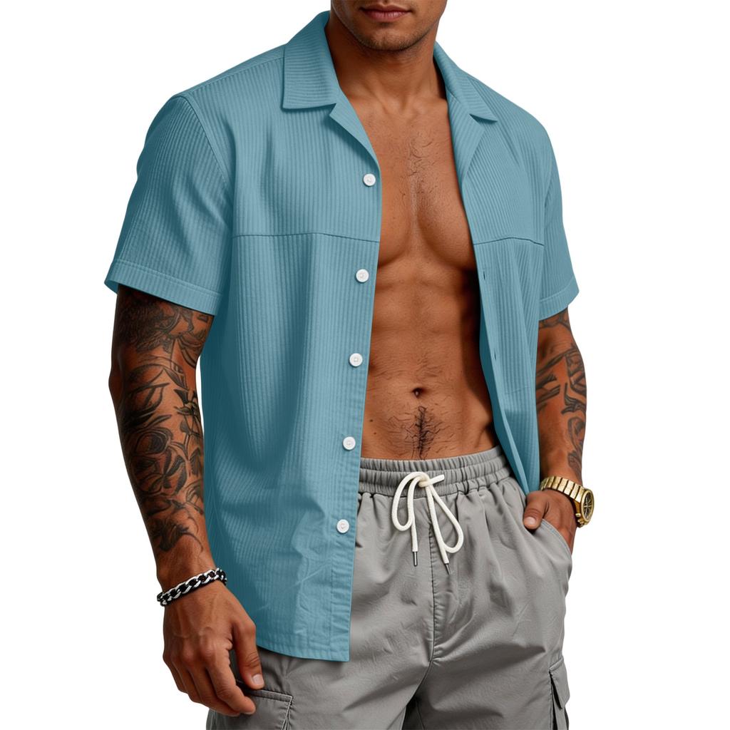 Men's Casual Stretch Short Sleeve Cardigan | Lightweight Fashion Open Front Tops For Daily Wear