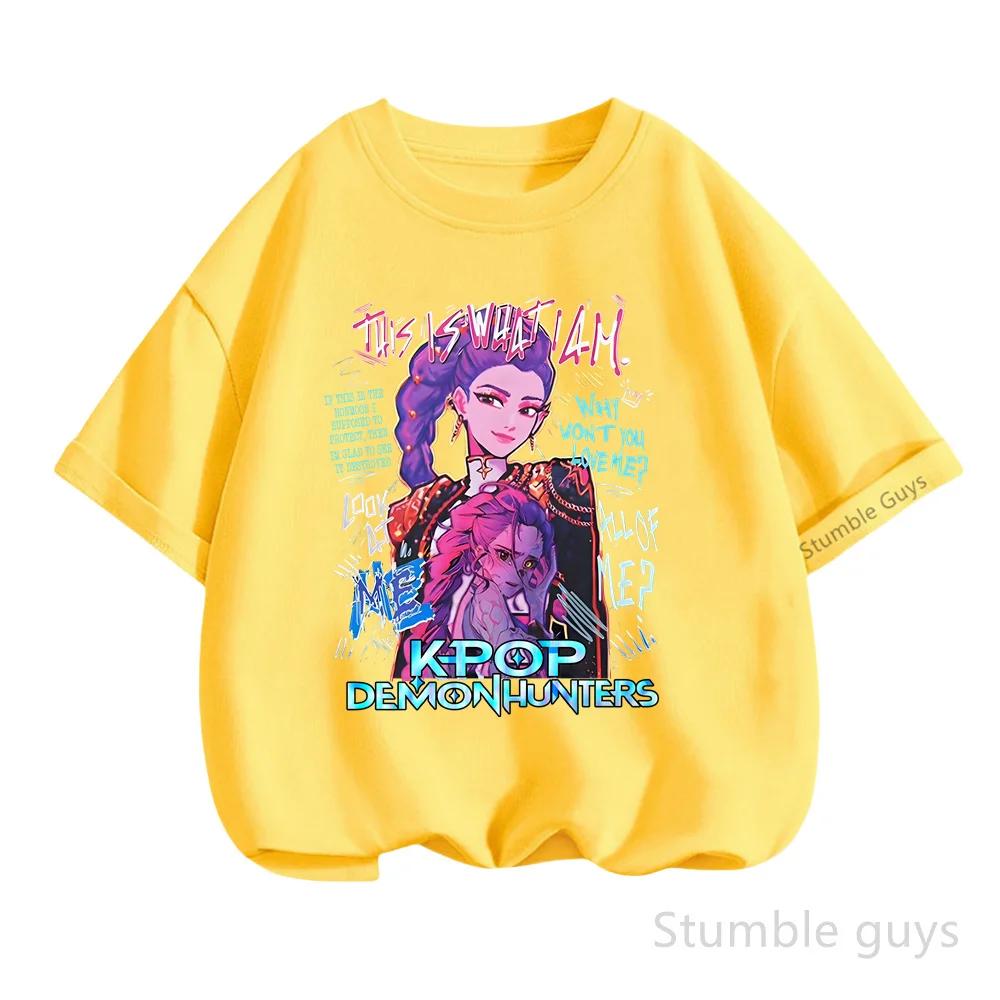 

Детская футболка Kpop «Охотники на демонов» Аниме одежда Короткий рукав Повседневная мода Лето Мальчики Девочки 150