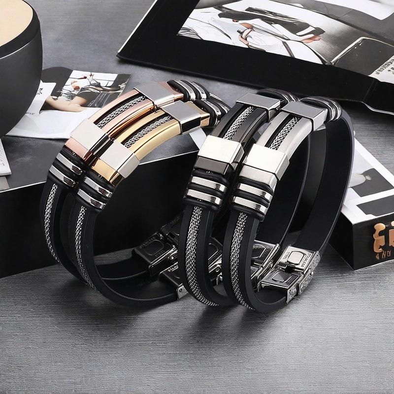 Men's Hip-Hop Titanium Steel & Silicone Bracelet