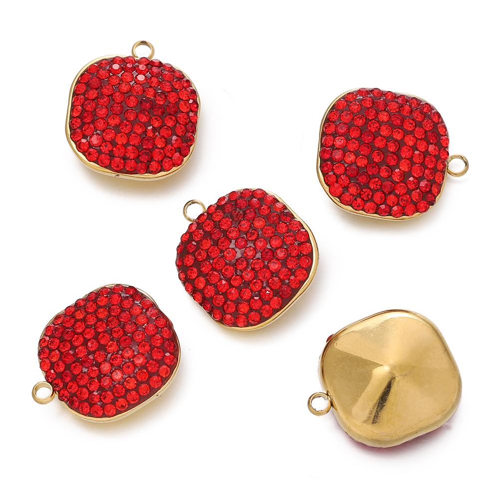1pcs Stainless Steel Square Shape Charms Pendants with Rhinestone for DIY Bracelet Necklace Jewelry Making Supplies