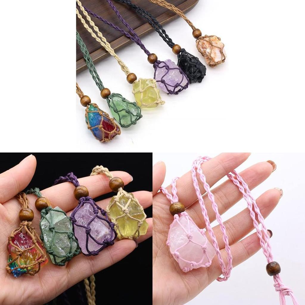 Natural Handcrafted Geometric Crystal Pendant Necklace With Energy Gemstones For Style
