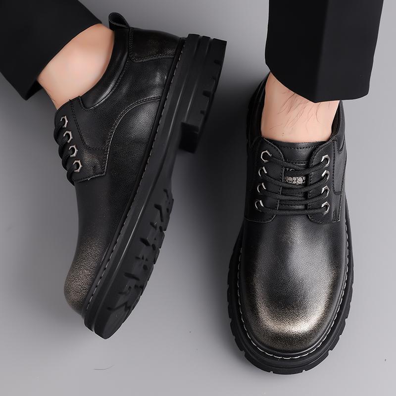 Brytyjskie skórzane buty Skórzane męskie przypadkowe pojedyncze buty Ręcznie robione buty Szyte codzienne skórzane buty