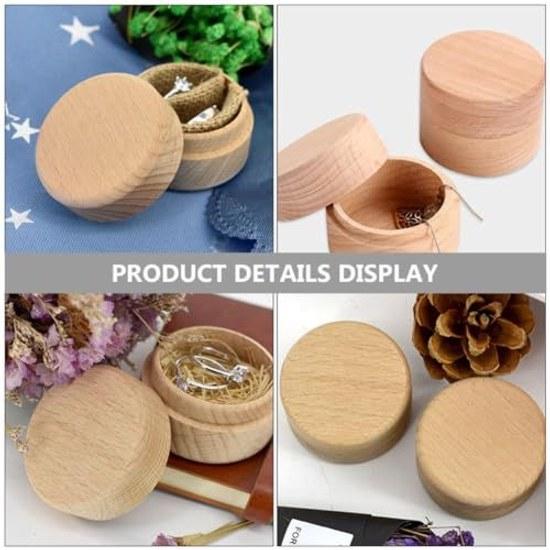 No brand product wooden ring box lid included compact design lightweight portable storing wedding rings case jewelry organizer compatible decorations