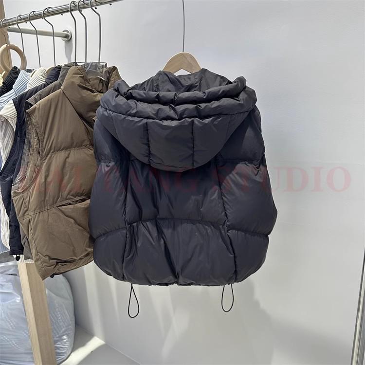 2024 Autumn/Winter Korean-Style Women's Hooded White Duck Down Casual Vest