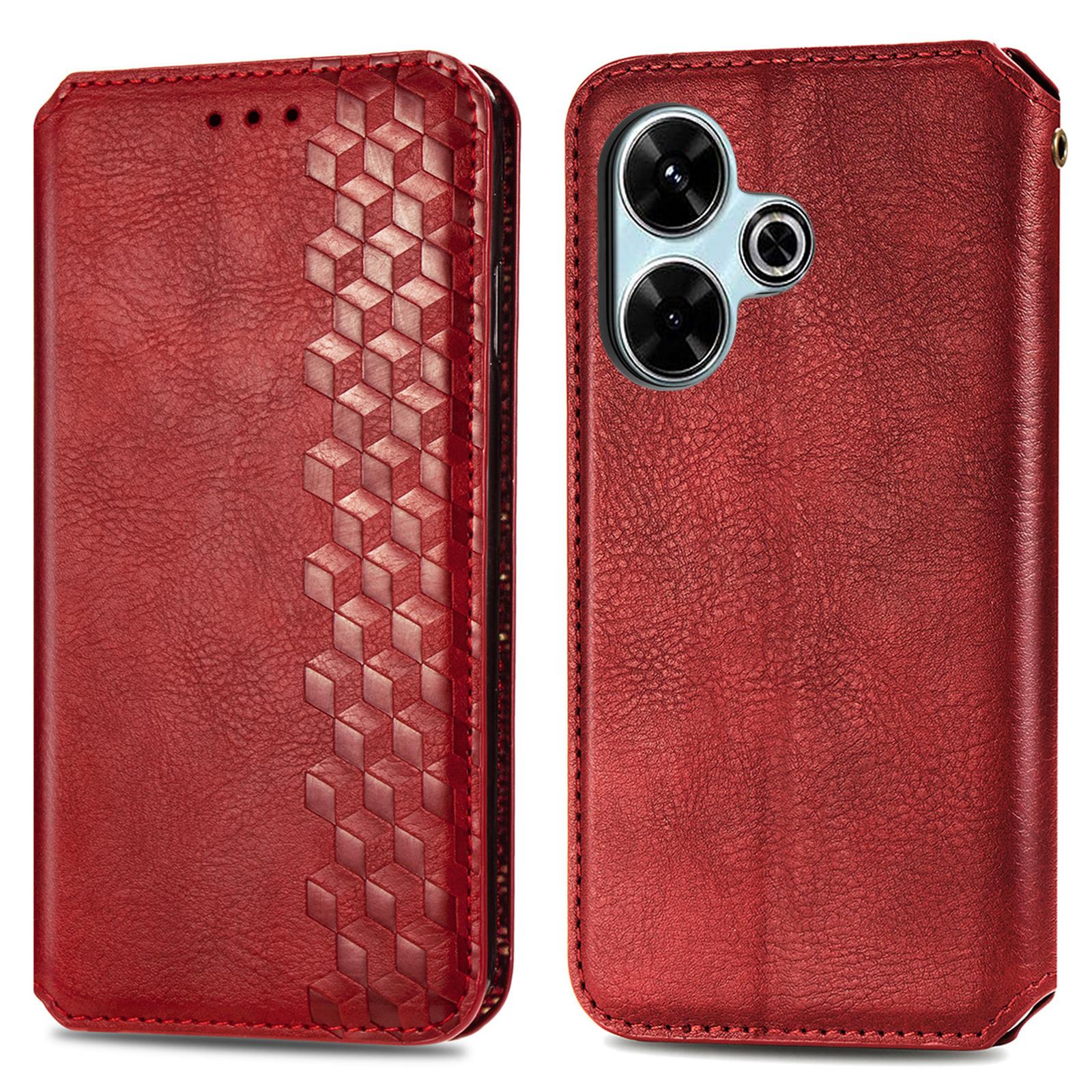 

Для Xiaomi Redmi 13 5G/13 4G Чехол из ПУ кожи с ромбовидным тиснением, кошелек-подставка, чехол для телефона Red