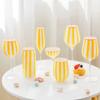 Hand Painted Colorful Striped Cocktail Goblet Water Cup Creative Red Wine Glass Set Party Wedding Barware