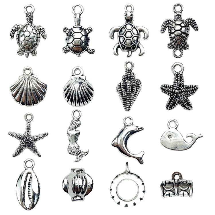 Set of 100 Oceans Jewelry Pendant Sea Themed Shaped Ornament Bracelet Necklace Accessories Stylish Women Bag Decoration