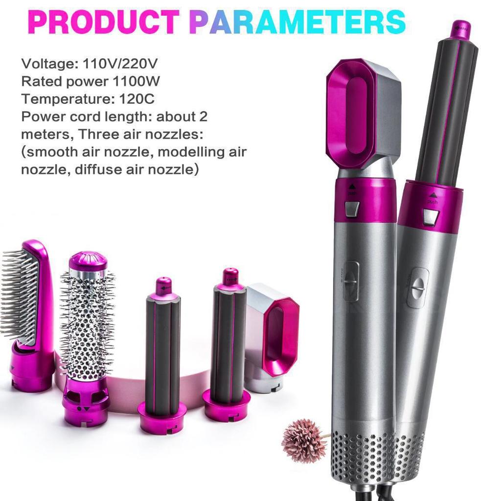 Five-in-One Hot Air Styler: Automatic Curling Iron & Hair Dryer Comb