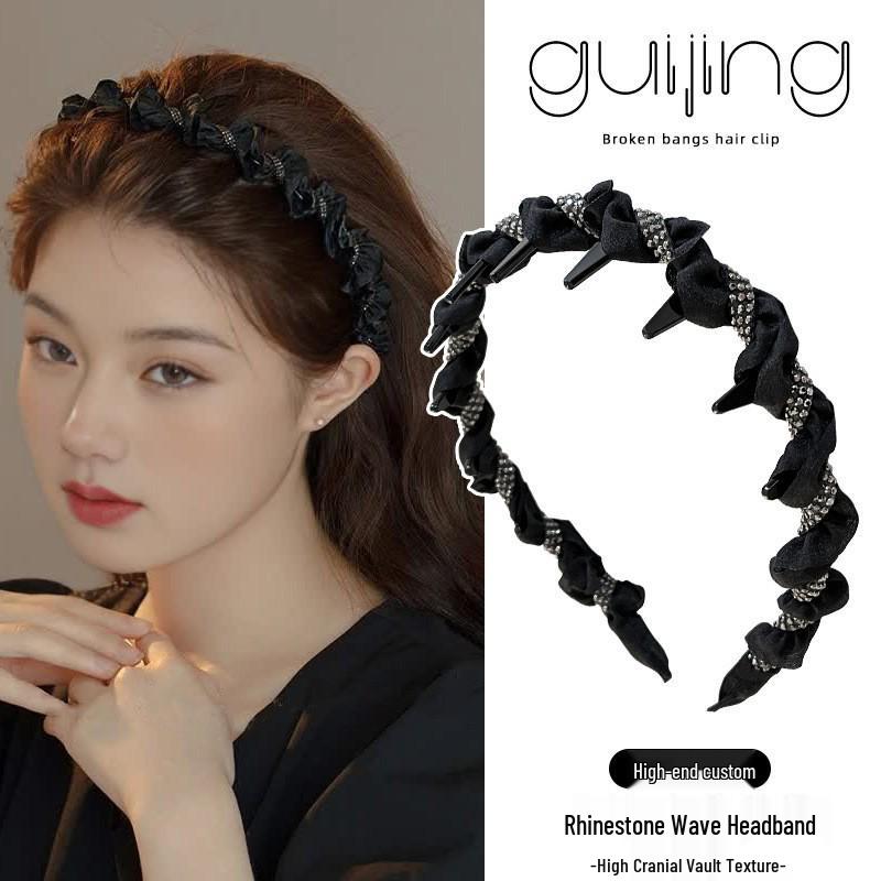 Hepburn-Style Elegant Non-Slip Headband with Frilly Edge and Teeth
