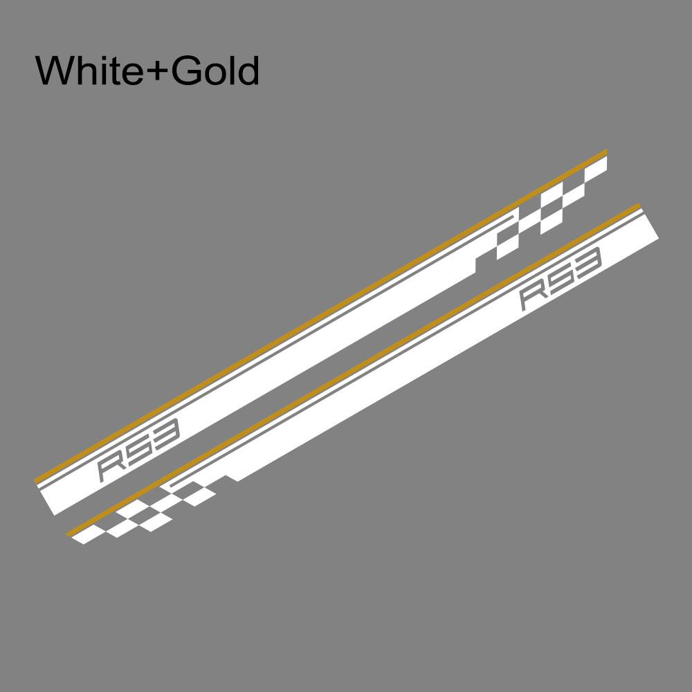 

2Pcs Car Side Stickers For Mini Cooper S R53 JCW GP Racing Style Decor PVC Vinyl Decals Auto Modification Car Tuning Accessories 160x10cm біле золото кольору