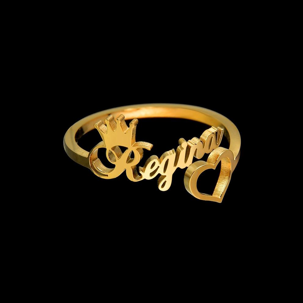 Atoztide Personalized Custom Names Rings for Women Stainless Steel Adjustable Heart Butterfly Letter Wedding Jewelry Gifts