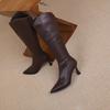 Pointed Toe Skinny No Knee Tall Boots Women's  Autumn Skinny Heel Back Zipper High Heel Skinny Boots