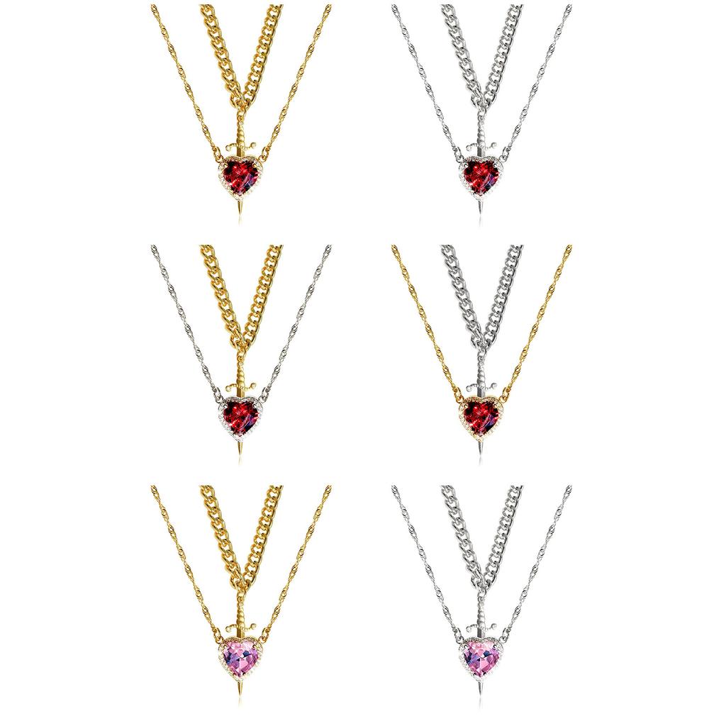 Elegant Heart Dagger Designs Necklace Charming Heart Dagger Necklace with Crystal Highlights for Special Occasions