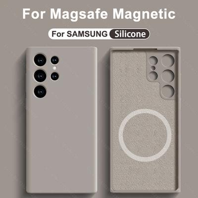 Custodia in Silicone Liquido Per Magsafe Per Samsung Galaxy S24 S22 S21 S23 S25 Ultra Plus Fe Ricarica Wireless Magnetica Cover Antiurto