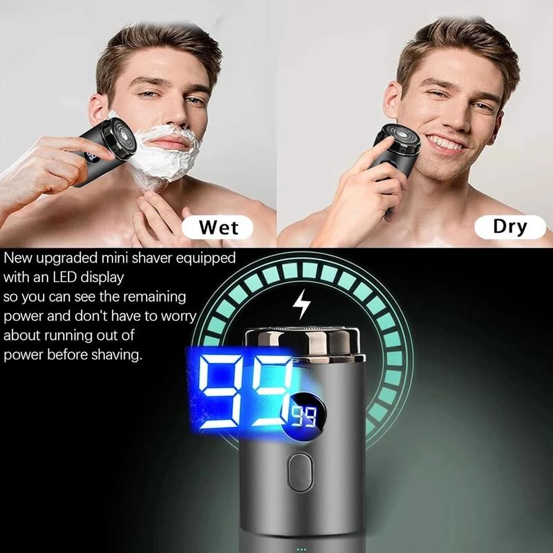 Men's Electric Mini Shaver, Dry and Wet Dual-use Shaver, LED Digital Display Rechargeable Car Shaver, Home Travel Shaver