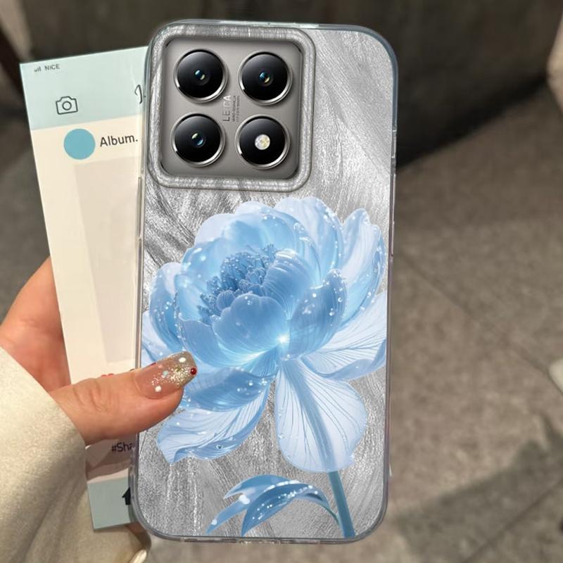 Luxury Blue Flowers Girls Women Phone Case For Xiaomi 14T 13T Pro 14Tpro 11 Lite 5G NE Shockproof Bumper Fundas Cover