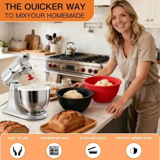 Silicone Liners for Kitchenaid 5 Qt Mixers Heat-Resistant Bowl Insert Reusable Blender Replacement Bowl Versatile Baking Cooking Accessory