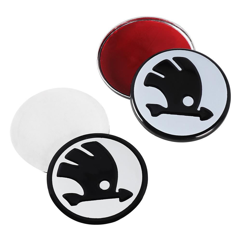 43MM 44MM 3D Aluminum Car Steering Wheel Emblem Cover Sticker For Skoda Rapid Fabia Octavia Yeti Superb Scala Kodiaq Karop Kamiq