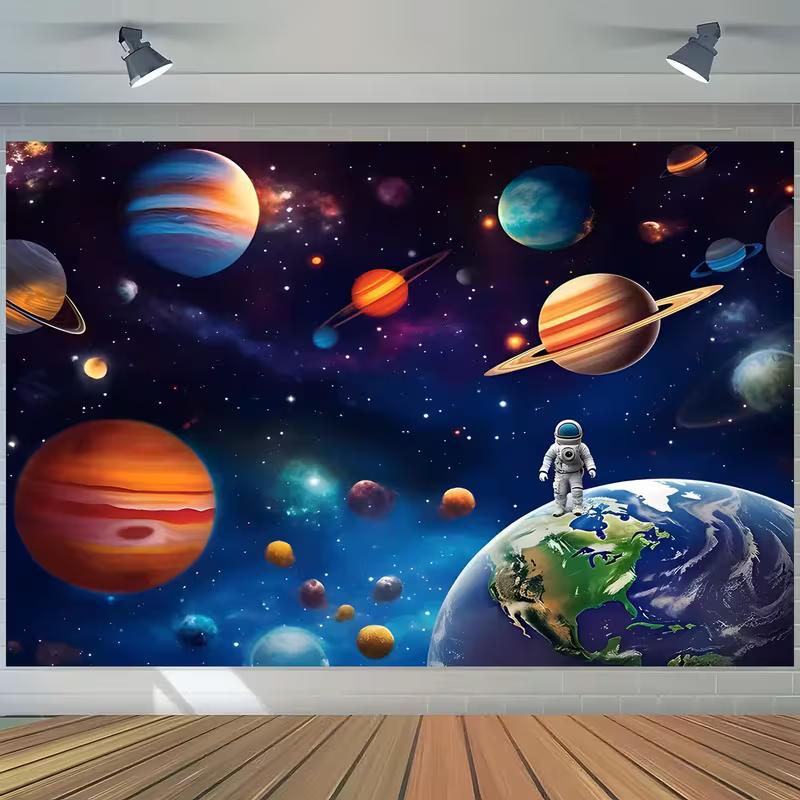 2D Cosmic Galaxy Astronaut Wall Tapestry Photography Backdrop 47.2x31.5inch/120*80cm
