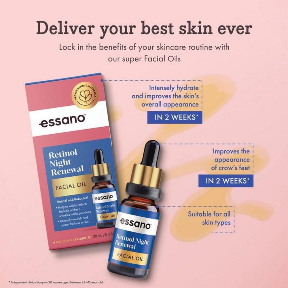 Neuseeland ESSANO Gesichtsöl Retinol Night Renewal Face Oil, 20ml, 3 Stück