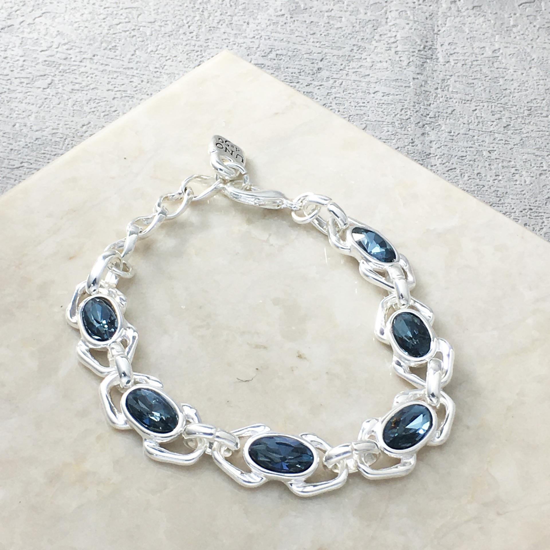 UNOde50 Luxury Blue Crystal Bracelet - Trendy Spanish Jewelry for Socialites 21cm