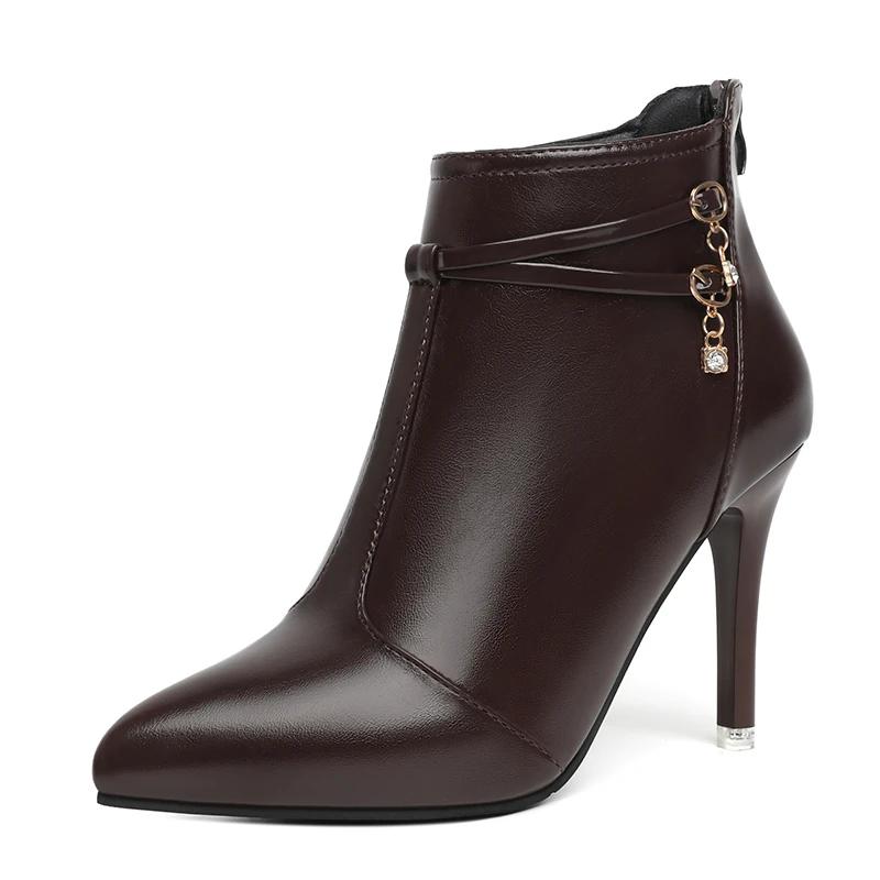 

2026 Fashion Women s Boots Pointed Toe Thin Heel Winter Versatile Hot Selling Solid Color Temperament Professional Women s Boots 34 темно-коричневого