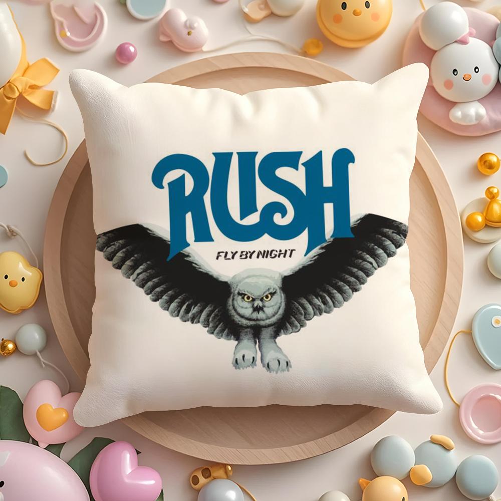 ROCK BAND R-RUSH Pillow Case Plush Fabric Soft Double-Sided Printed Sofa Home Decor Fine Winter  Gift Cushion Cover