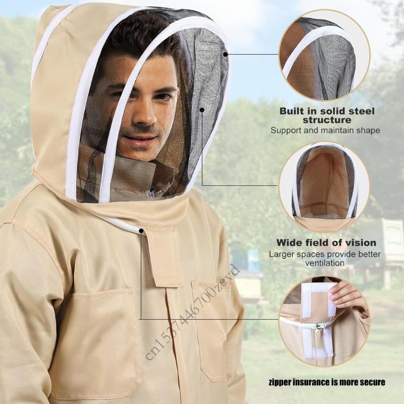 Beekeeping Suit Entire Body Security Ventilated Cotton Blend Beekeeping Gloves Detachable Curtain Thin Beekeeping Gear For P9YB