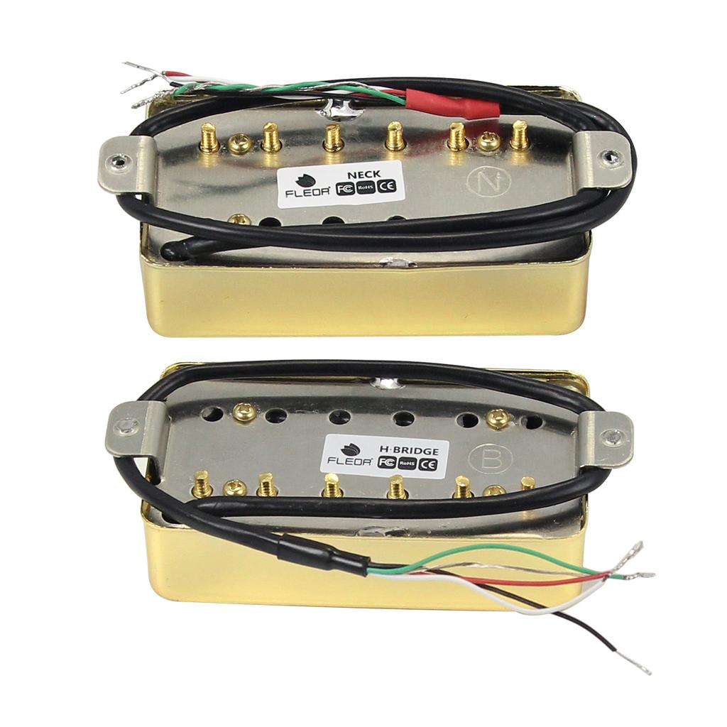 FLEOR 2PCS Ceramic Magnet Electric Guitar Humbucker Pickup Neck and Bridge LP Pickup Guitar Parts,Chrome/Black/Gold Choose