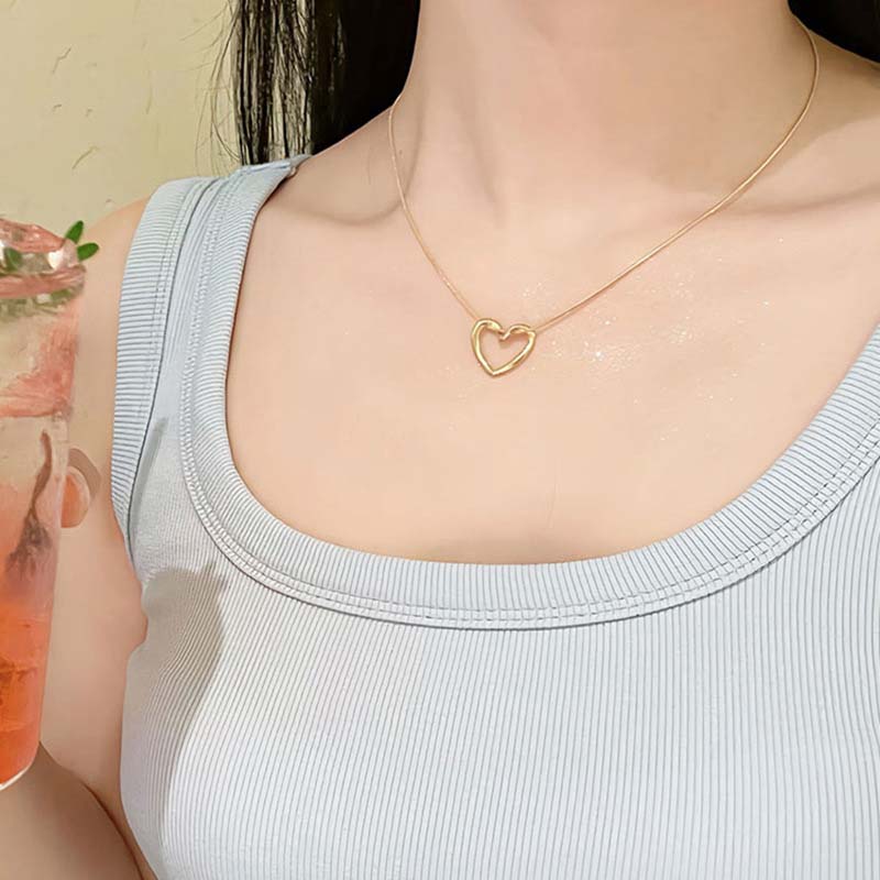 Fashion Zinc Alloy Color Hollow Water Drop Pendant Necklaces for Women Men Simple Geometric Clavicle Chain Choker Necklaces Zircon