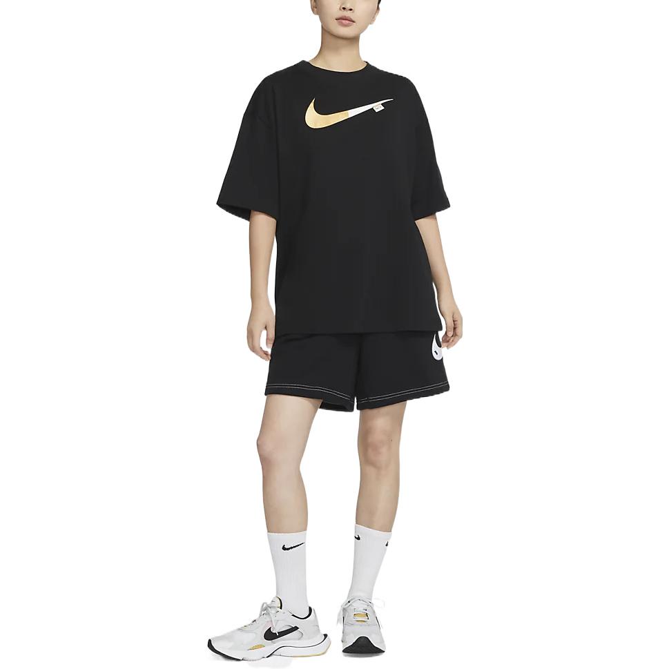 Nike T-shirt Casual Larga Sportiva con Maniche Dritti e Spalle Cadenti Top da Donna Nero DX6291-010