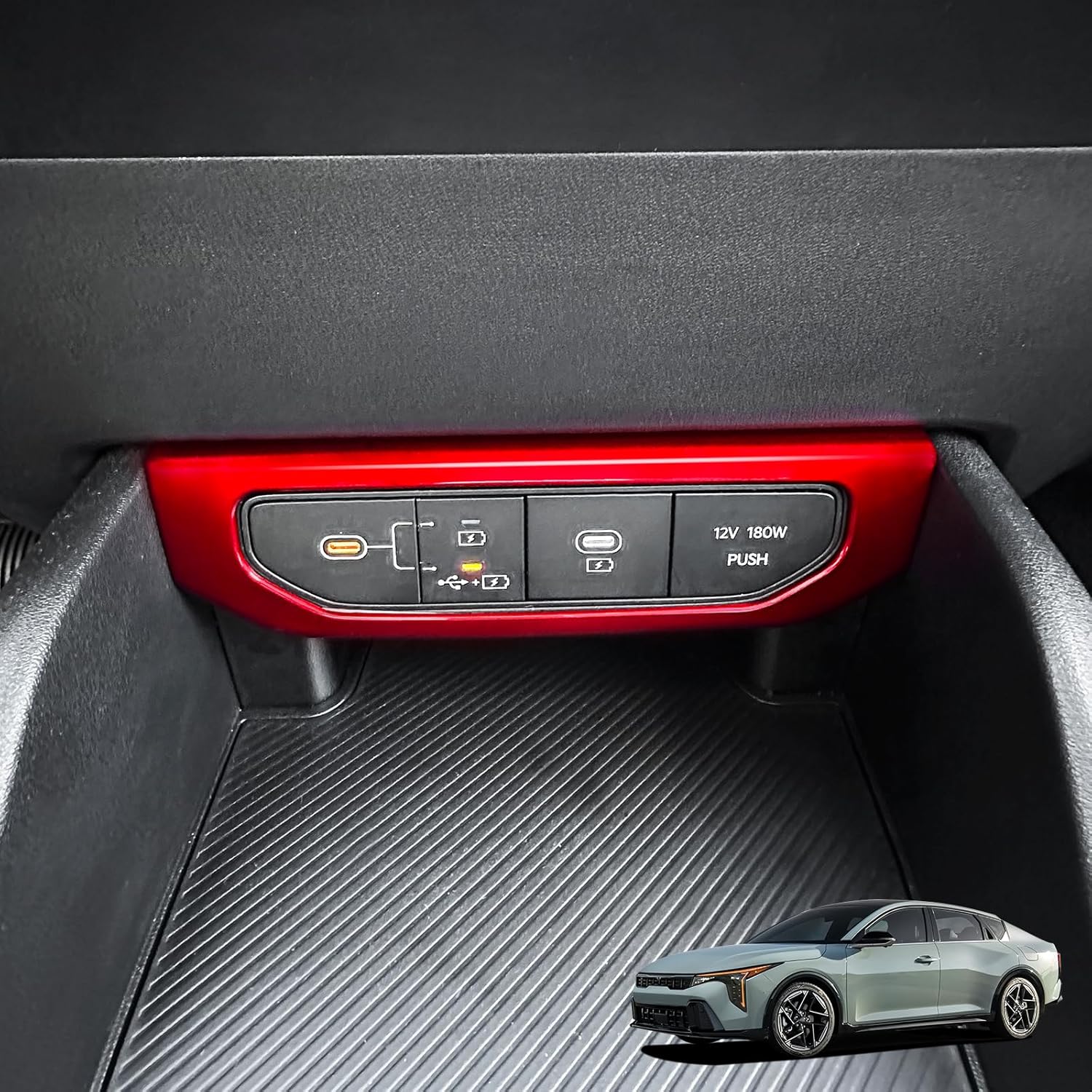 

YOUTOOCAR Charging Port USB Hole Protective Cover Compatible with Kia K4 2025-2026 Accessories (Carbon Fiber Pattern) красный