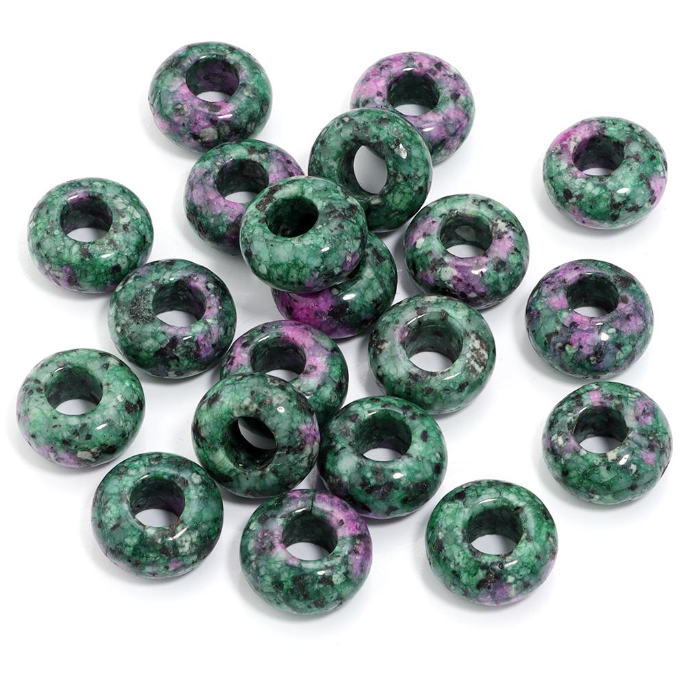 6pcs 14x8mm Natural Stone Beads Amethyst Tiger Eye Agate Jade Abacus Shape Big Hole Loose Beads for Jewelry Making DIY Bracelets