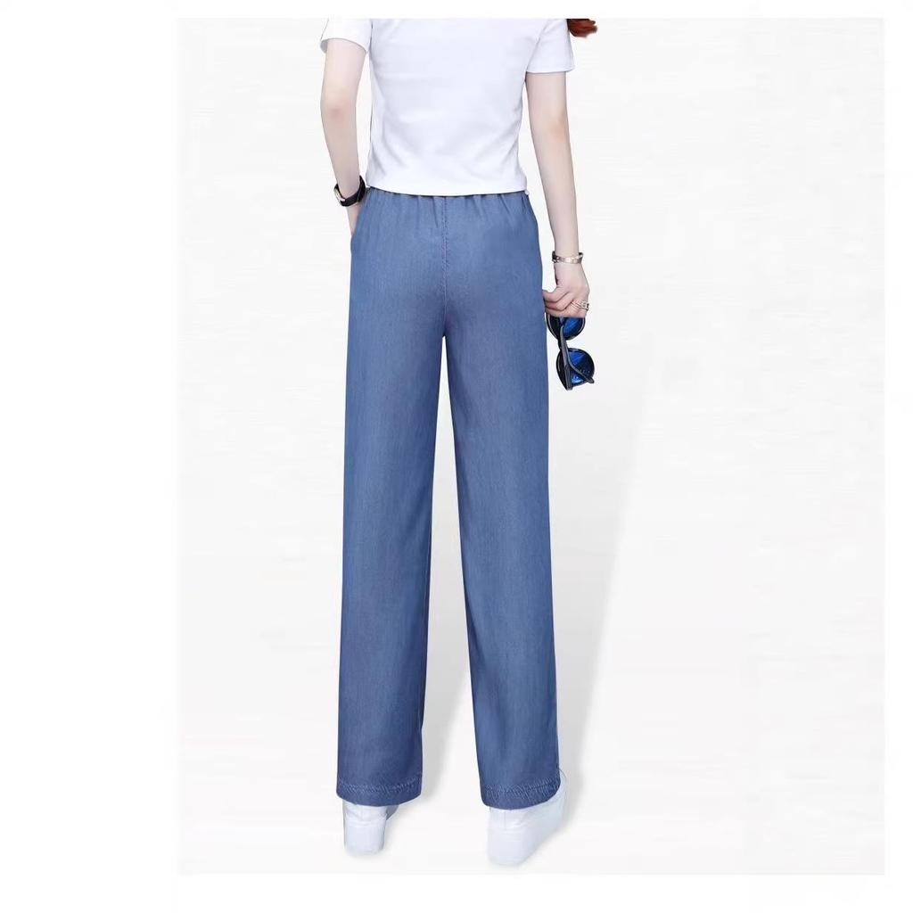 Women's Tencel Jeans - Summer 2026, Lightweight High Waist, Plus Size Ice Silk Wide Leg Pants