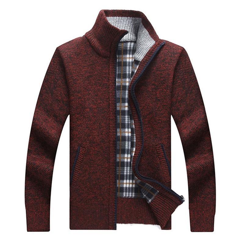

Men Sweaters Winter Autumn New 2017 Knitwear Zipper Cardigan Brand Clothes Fashion Christmas Coat M красный